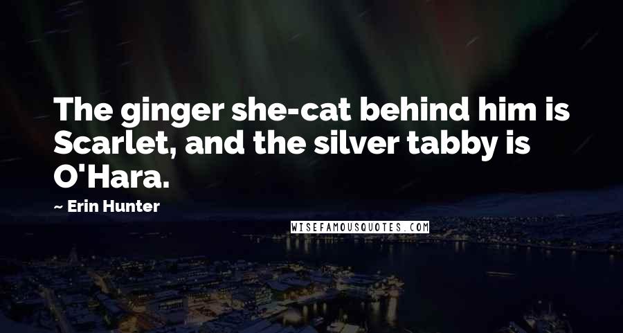 Erin Hunter Quotes: The ginger she-cat behind him is Scarlet, and the silver tabby is O'Hara.