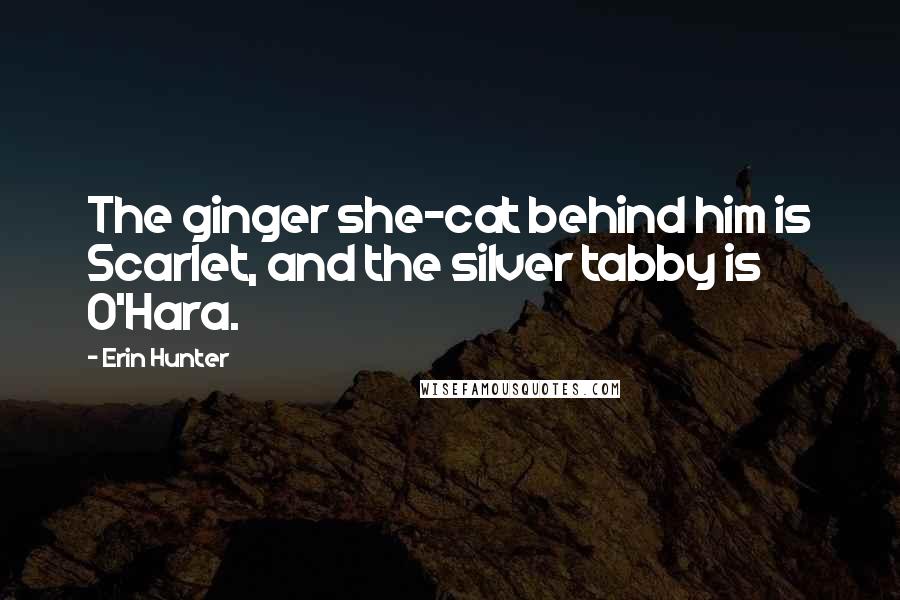 Erin Hunter Quotes: The ginger she-cat behind him is Scarlet, and the silver tabby is O'Hara.