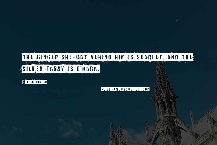 Erin Hunter Quotes: The ginger she-cat behind him is Scarlet, and the silver tabby is O'Hara.