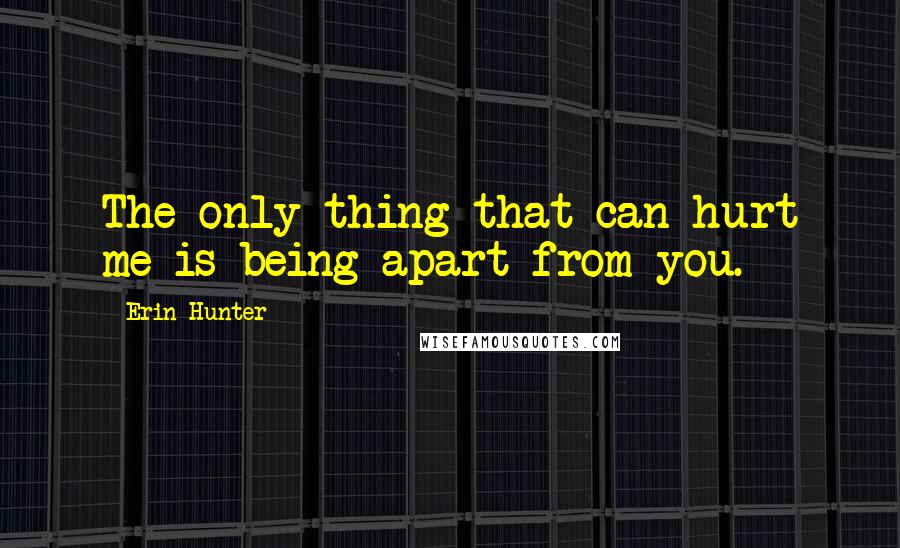 Erin Hunter Quotes: The only thing that can hurt me is being apart from you.