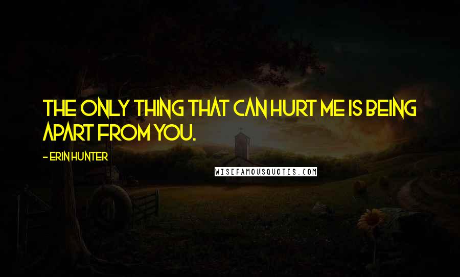 Erin Hunter Quotes: The only thing that can hurt me is being apart from you.