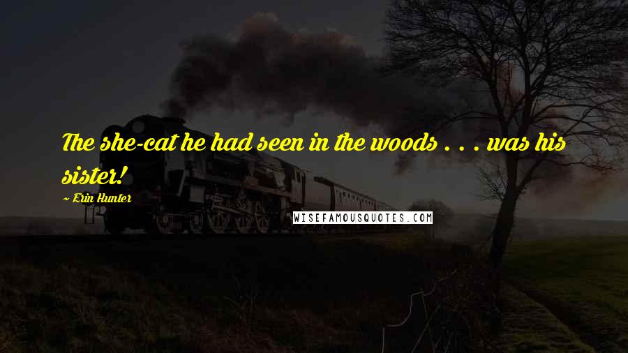 Erin Hunter Quotes: The she-cat he had seen in the woods . . . was his sister!