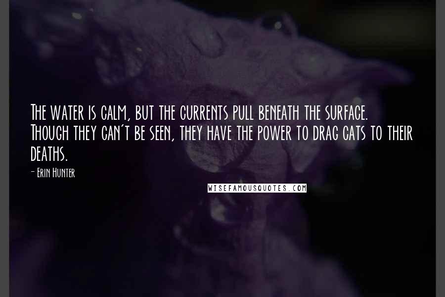 Erin Hunter Quotes: The water is calm, but the currents pull beneath the surface. Though they can't be seen, they have the power to drag cats to their deaths.