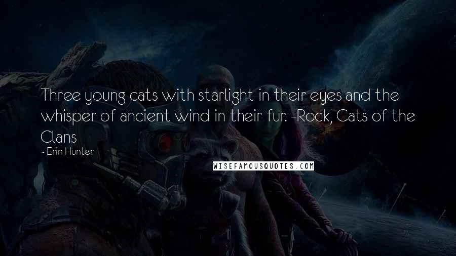 Erin Hunter Quotes: Three young cats with starlight in their eyes and the whisper of ancient wind in their fur. -Rock, Cats of the Clans