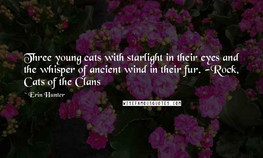 Erin Hunter Quotes: Three young cats with starlight in their eyes and the whisper of ancient wind in their fur. -Rock, Cats of the Clans