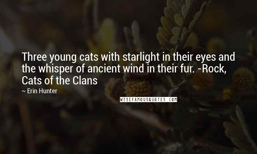 Erin Hunter Quotes: Three young cats with starlight in their eyes and the whisper of ancient wind in their fur. -Rock, Cats of the Clans