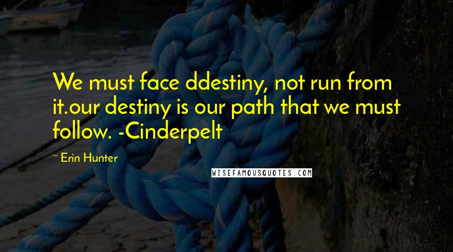 Erin Hunter Quotes: We must face ddestiny, not run from it.our destiny is our path that we must follow. -Cinderpelt