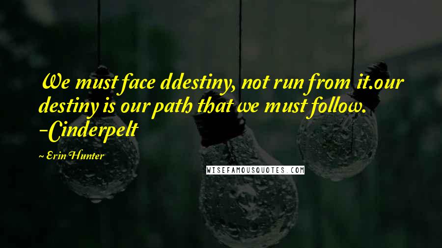 Erin Hunter Quotes: We must face ddestiny, not run from it.our destiny is our path that we must follow. -Cinderpelt