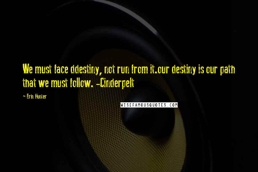 Erin Hunter Quotes: We must face ddestiny, not run from it.our destiny is our path that we must follow. -Cinderpelt