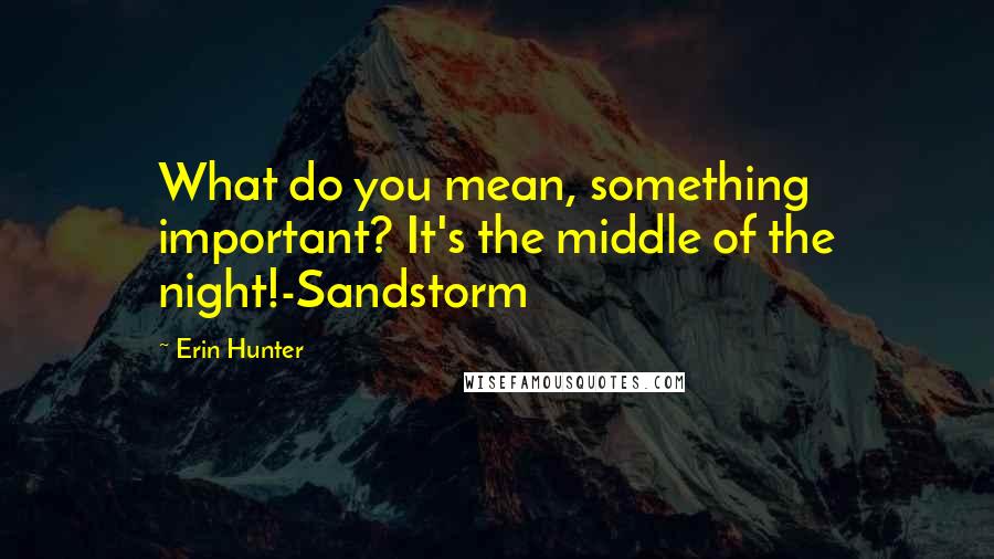 Erin Hunter Quotes: What do you mean, something important? It's the middle of the night!-Sandstorm