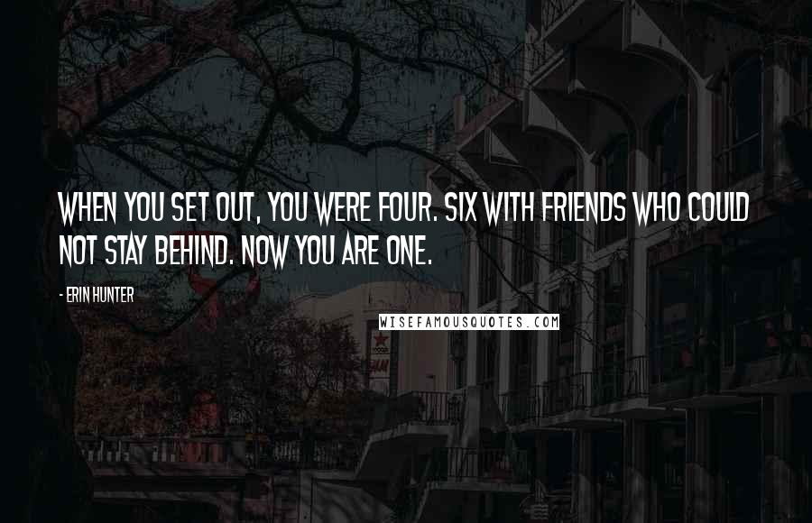 Erin Hunter Quotes: When you set out, you were four. Six with friends who could not stay behind. Now you are one.