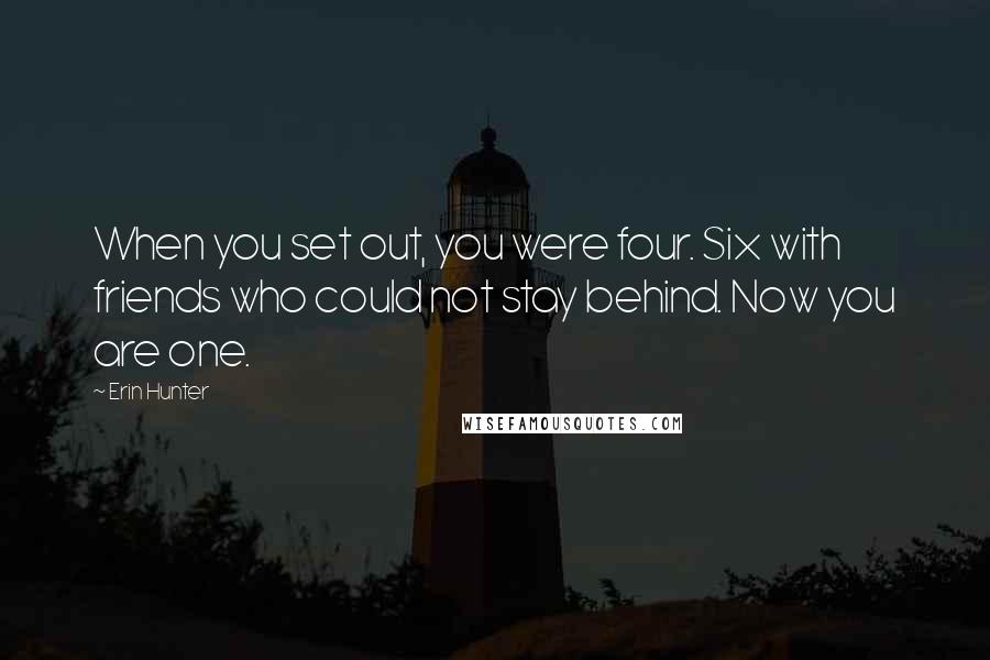 Erin Hunter Quotes: When you set out, you were four. Six with friends who could not stay behind. Now you are one.