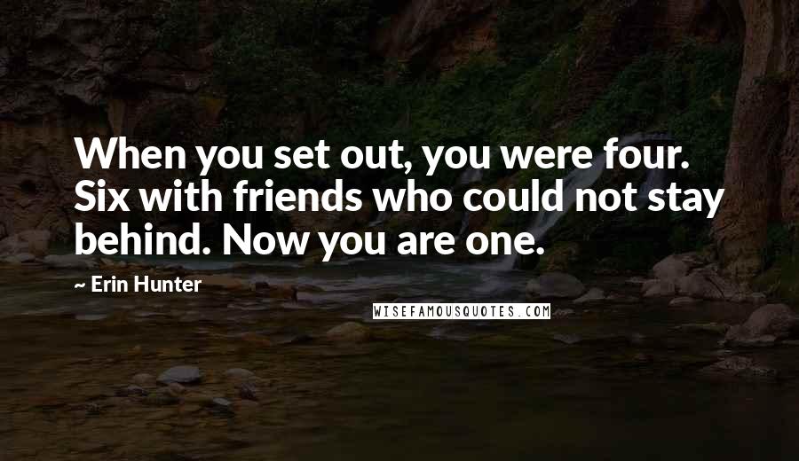 Erin Hunter Quotes: When you set out, you were four. Six with friends who could not stay behind. Now you are one.