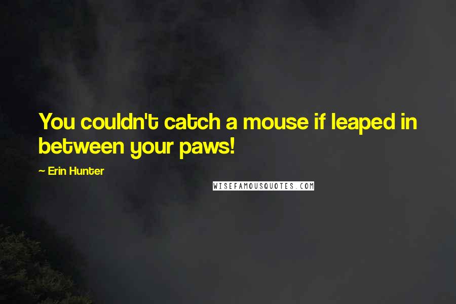 Erin Hunter Quotes: You couldn't catch a mouse if leaped in between your paws!