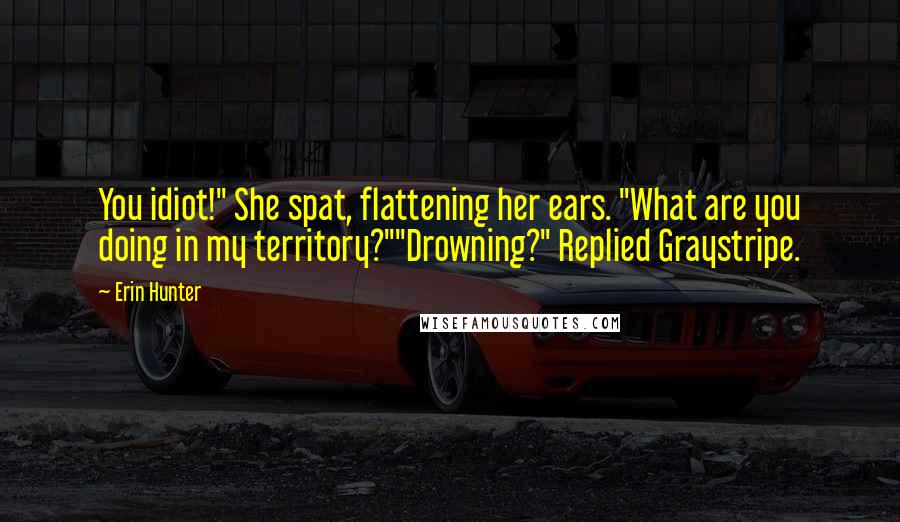 Erin Hunter Quotes: You idiot!" She spat, flattening her ears. "What are you doing in my territory?""Drowning?" Replied Graystripe.