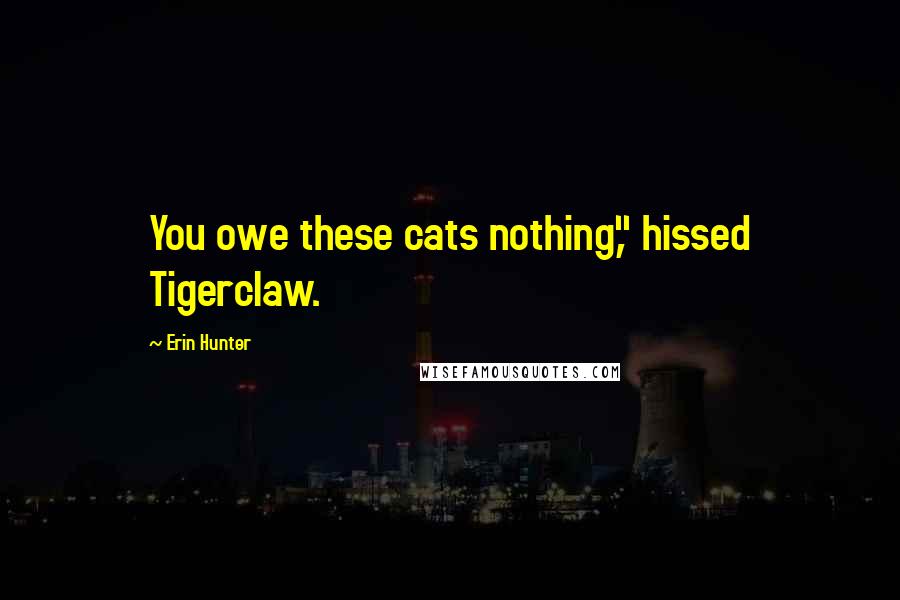 Erin Hunter Quotes: You owe these cats nothing," hissed Tigerclaw.