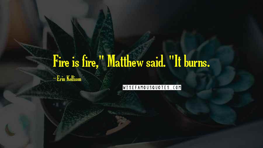 Erin Kellison Quotes: Fire is fire," Matthew said. "It burns.