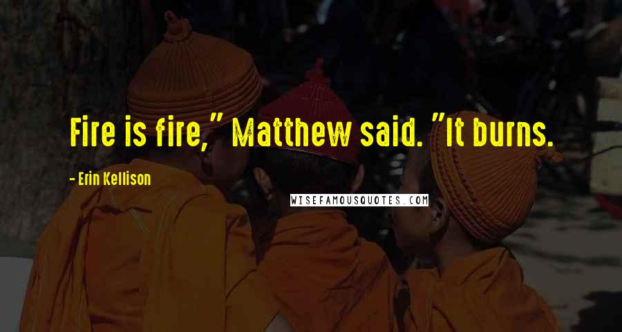 Erin Kellison Quotes: Fire is fire," Matthew said. "It burns.