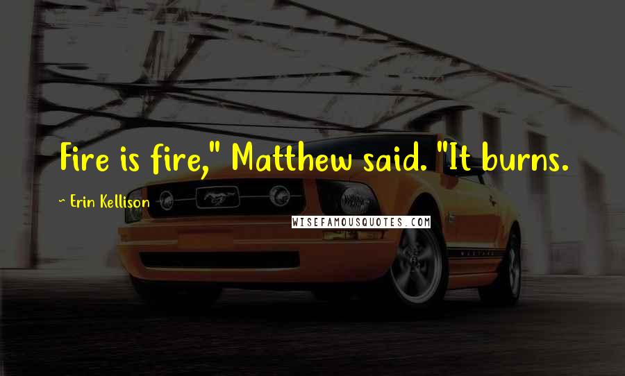 Erin Kellison Quotes: Fire is fire," Matthew said. "It burns.