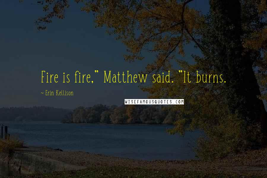 Erin Kellison Quotes: Fire is fire," Matthew said. "It burns.