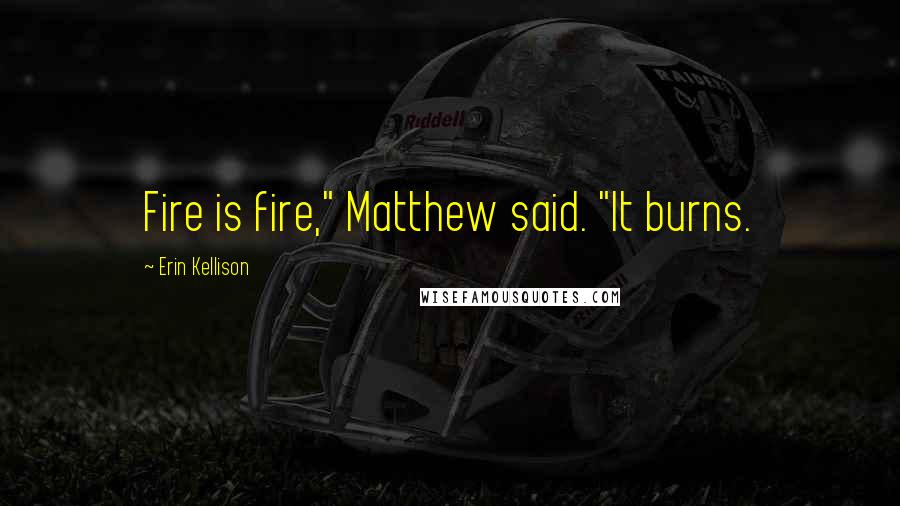 Erin Kellison Quotes: Fire is fire," Matthew said. "It burns.