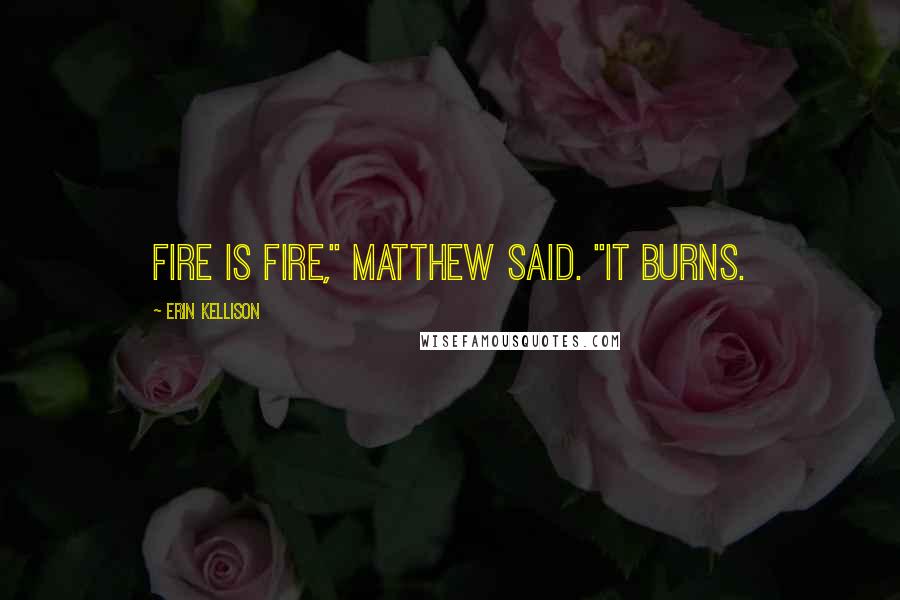 Erin Kellison Quotes: Fire is fire," Matthew said. "It burns.