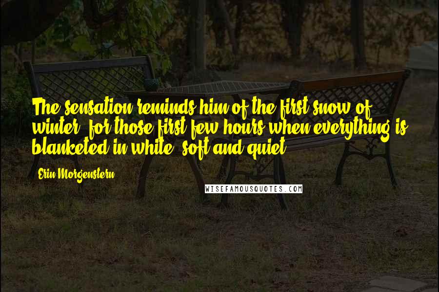 Erin Morgenstern Quotes: The sensation reminds him of the first snow of winter, for those first few hours when everything is blanketed in white, soft and quiet.