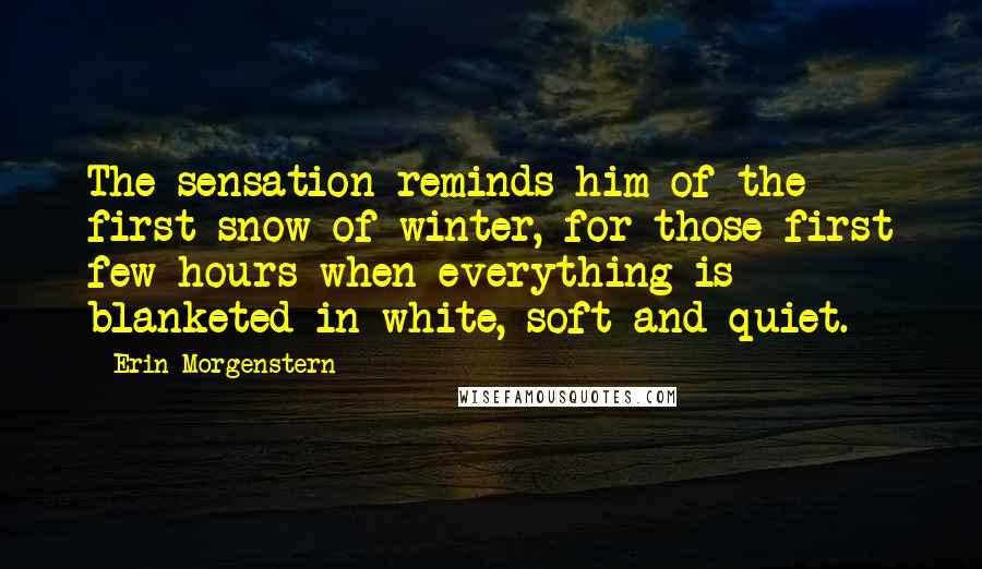 Erin Morgenstern Quotes: The sensation reminds him of the first snow of winter, for those first few hours when everything is blanketed in white, soft and quiet.