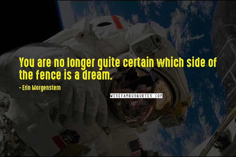 Erin Morgenstern Quotes: You are no longer quite certain which side of the fence is a dream.
