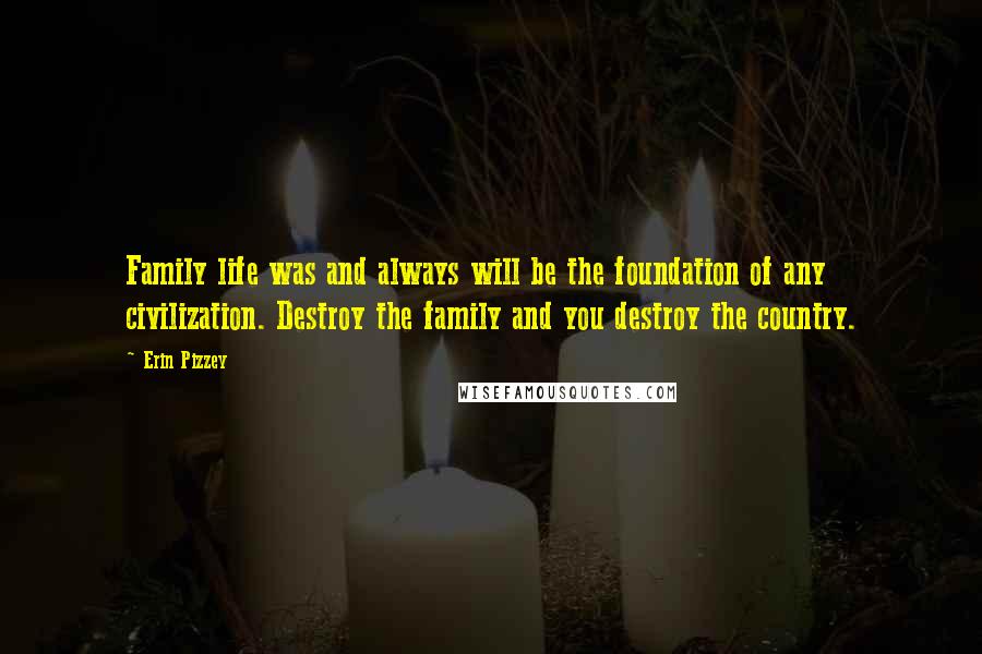 Erin Pizzey Quotes: Family life was and always will be the foundation of any civilization. Destroy the family and you destroy the country.