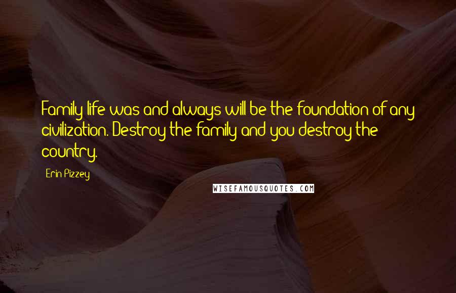 Erin Pizzey Quotes: Family life was and always will be the foundation of any civilization. Destroy the family and you destroy the country.