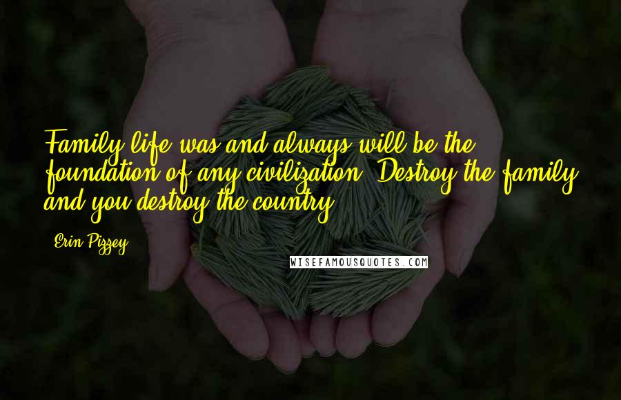 Erin Pizzey Quotes: Family life was and always will be the foundation of any civilization. Destroy the family and you destroy the country.