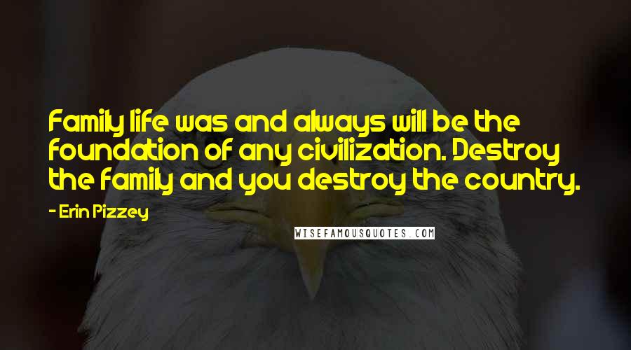 Erin Pizzey Quotes: Family life was and always will be the foundation of any civilization. Destroy the family and you destroy the country.