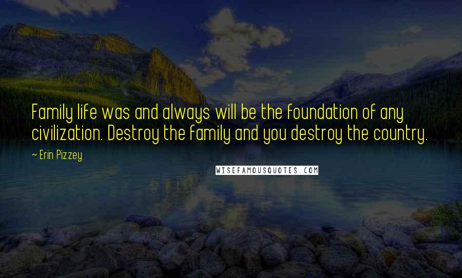 Erin Pizzey Quotes: Family life was and always will be the foundation of any civilization. Destroy the family and you destroy the country.
