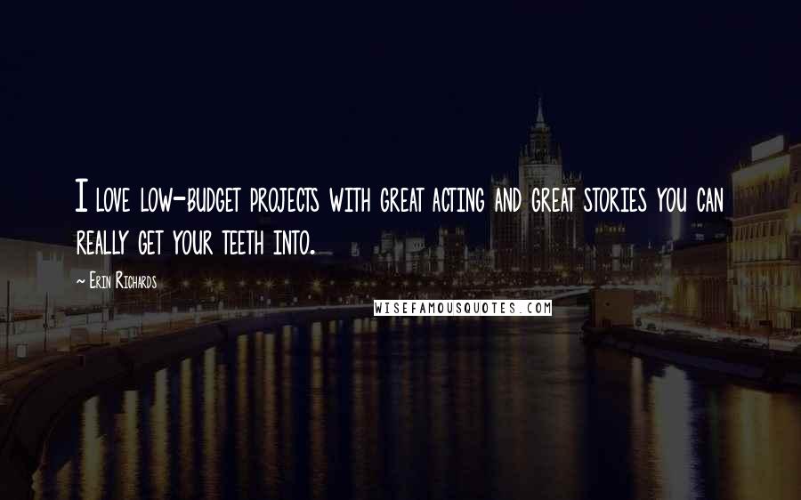 Erin Richards Quotes: I love low-budget projects with great acting and great stories you can really get your teeth into.