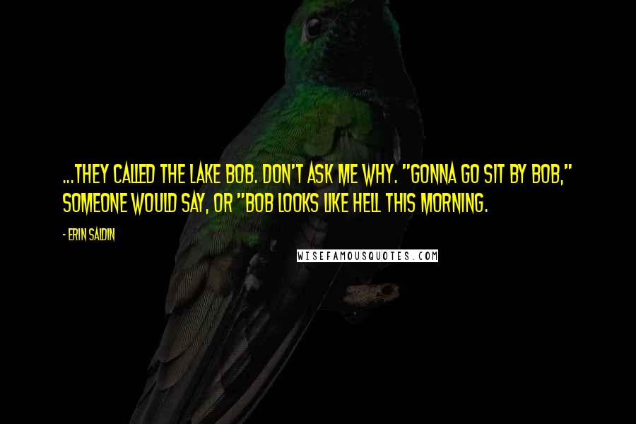 Erin Saldin Quotes: ...They called the lake Bob. Don't ask me why. "Gonna go sit by Bob," someone would say, or "Bob looks like hell this morning.