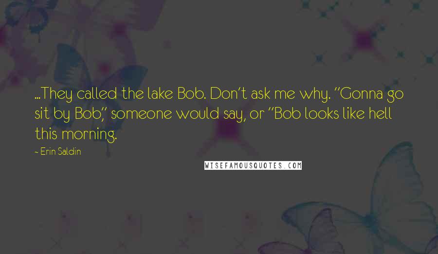 Erin Saldin Quotes: ...They called the lake Bob. Don't ask me why. "Gonna go sit by Bob," someone would say, or "Bob looks like hell this morning.