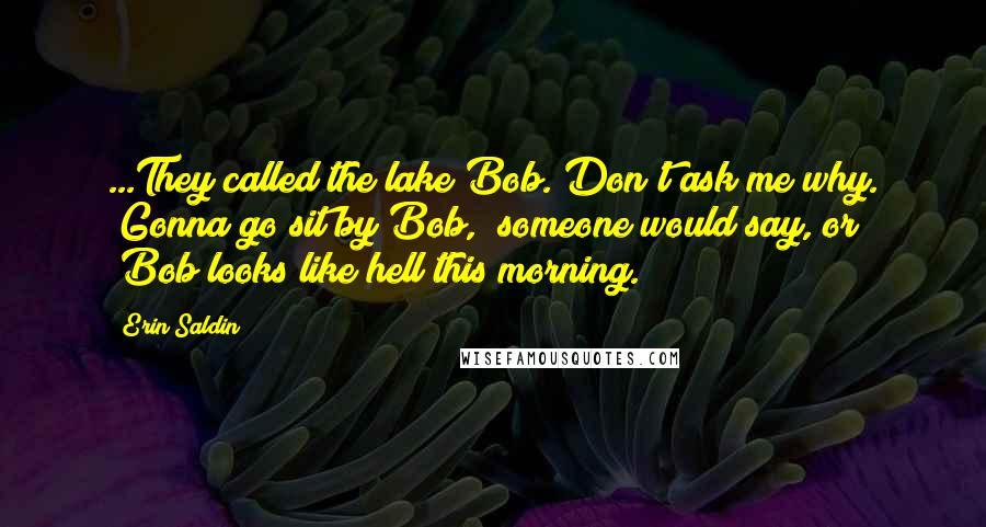 Erin Saldin Quotes: ...They called the lake Bob. Don't ask me why. "Gonna go sit by Bob," someone would say, or "Bob looks like hell this morning.