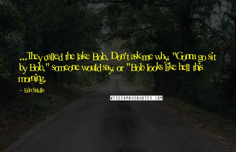 Erin Saldin Quotes: ...They called the lake Bob. Don't ask me why. "Gonna go sit by Bob," someone would say, or "Bob looks like hell this morning.