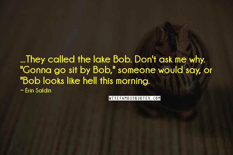 Erin Saldin Quotes: ...They called the lake Bob. Don't ask me why. "Gonna go sit by Bob," someone would say, or "Bob looks like hell this morning.