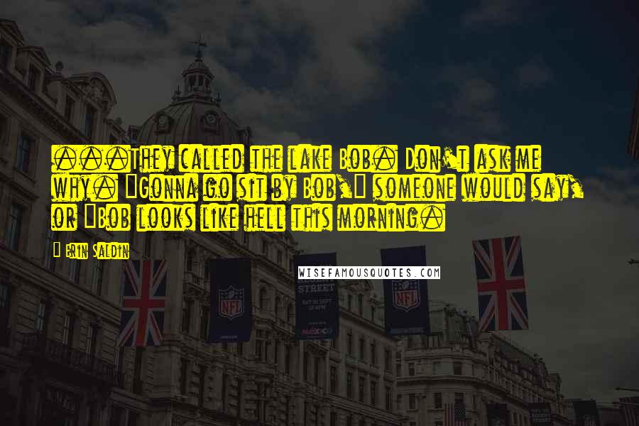 Erin Saldin Quotes: ...They called the lake Bob. Don't ask me why. "Gonna go sit by Bob," someone would say, or "Bob looks like hell this morning.