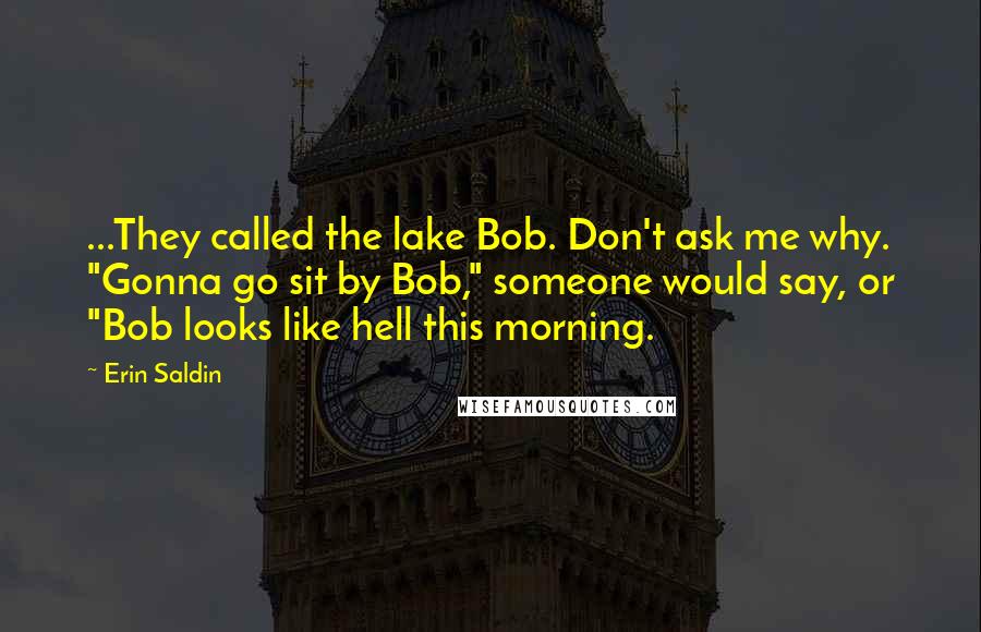 Erin Saldin Quotes: ...They called the lake Bob. Don't ask me why. "Gonna go sit by Bob," someone would say, or "Bob looks like hell this morning.