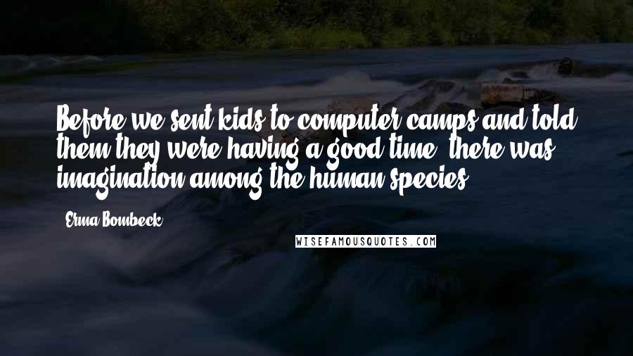 Erma Bombeck Quotes: Before we sent kids to computer camps and told them they were having a good time, there was imagination among the human species.