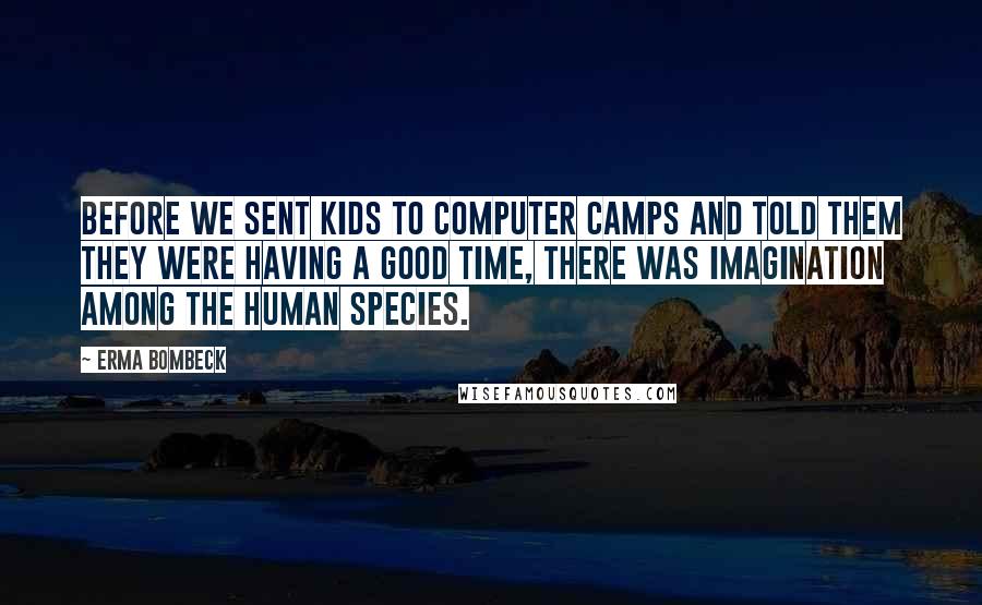 Erma Bombeck Quotes: Before we sent kids to computer camps and told them they were having a good time, there was imagination among the human species.