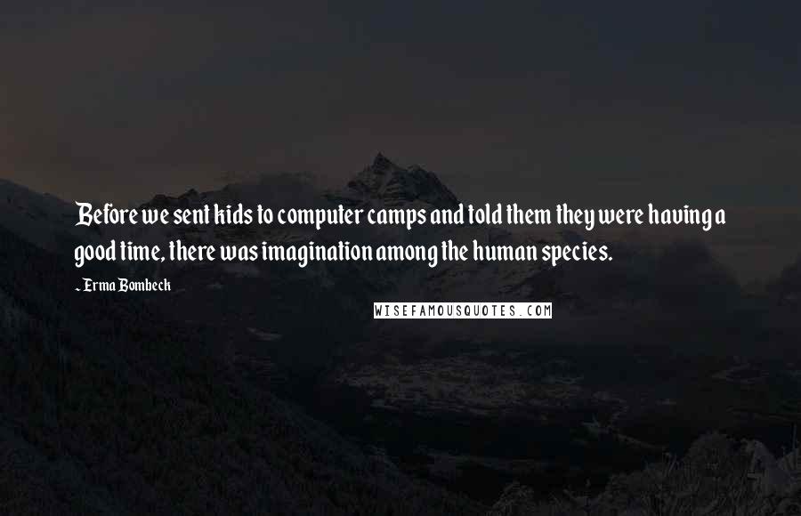 Erma Bombeck Quotes: Before we sent kids to computer camps and told them they were having a good time, there was imagination among the human species.