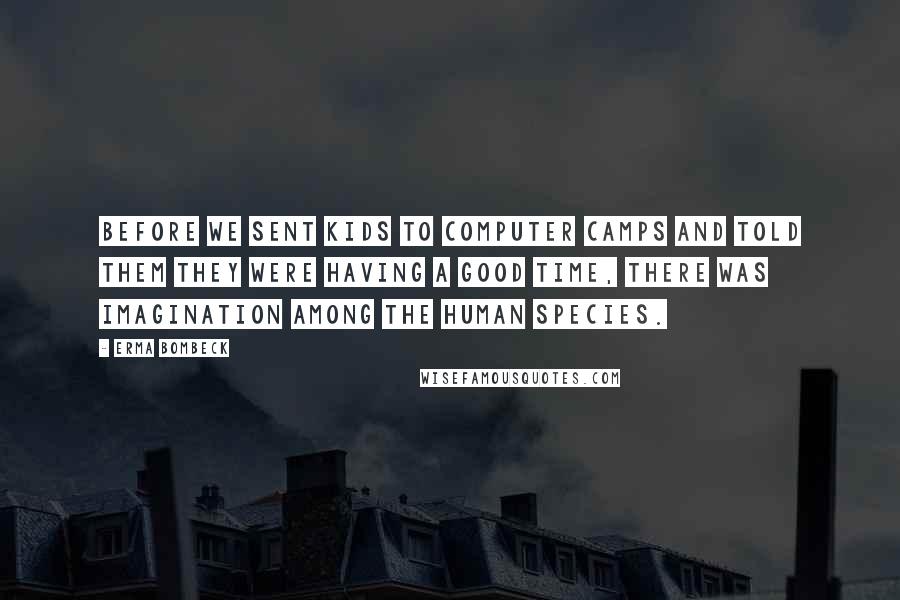 Erma Bombeck Quotes: Before we sent kids to computer camps and told them they were having a good time, there was imagination among the human species.