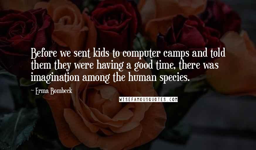 Erma Bombeck Quotes: Before we sent kids to computer camps and told them they were having a good time, there was imagination among the human species.