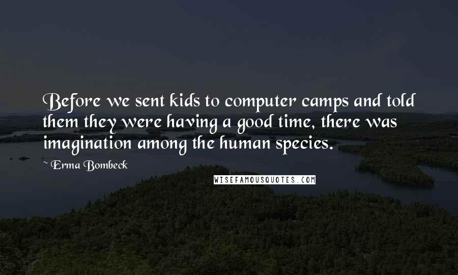 Erma Bombeck Quotes: Before we sent kids to computer camps and told them they were having a good time, there was imagination among the human species.