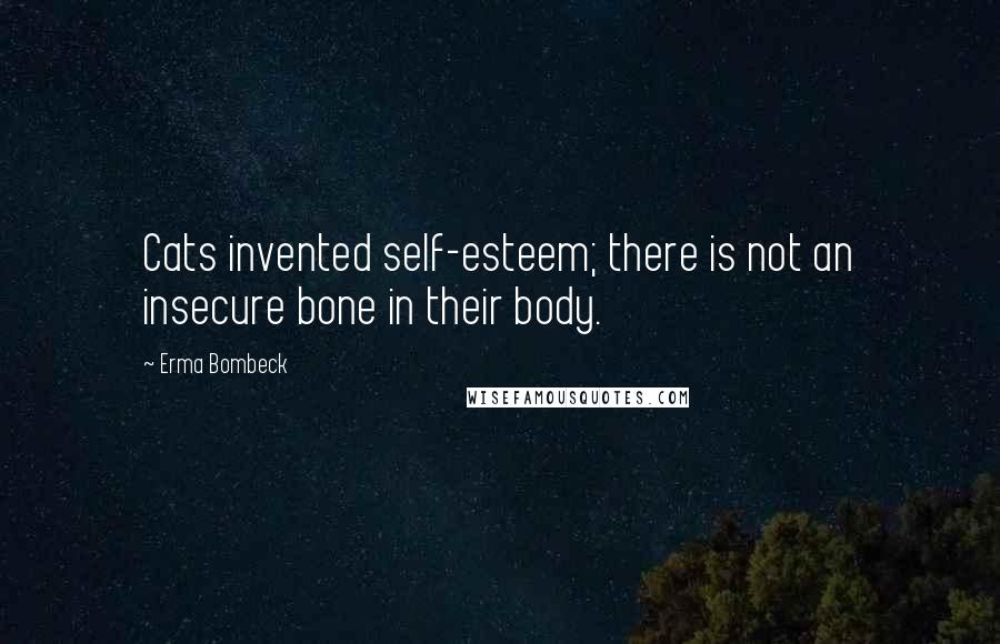 Erma Bombeck Quotes: Cats invented self-esteem; there is not an insecure bone in their body.