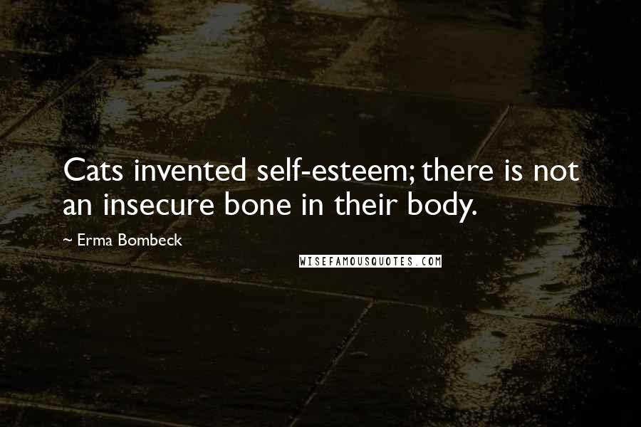 Erma Bombeck Quotes: Cats invented self-esteem; there is not an insecure bone in their body.